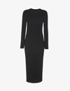 Whistles Womens Black Round-neck Ribbed Knitted Midi Dress
