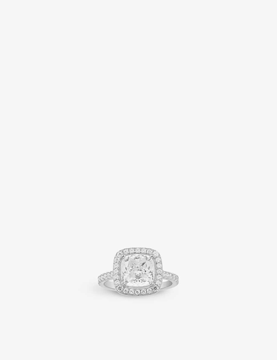 Apm Monaco Womens Lumiere Square Sterling-silver And Pavé Zirconia Ring In White