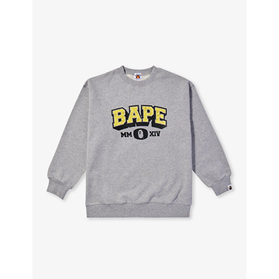 A Bathing Ape Boys Gray Kids Bape Logo-print Cotton-jersey Sweatshirt 10-16 Years