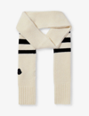 MONCLER MONCLER WOMEN'S WHITE AND NAVY LOGO-PATCH WOOL-KNIT SCARF