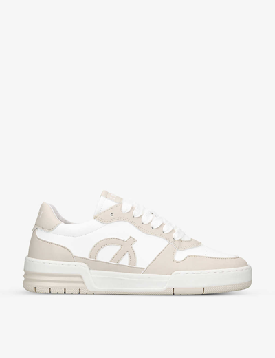 Loci Womens White Atom Logo-appliqué Vegan-leather Trainers