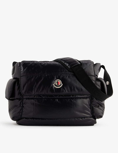Moncler Babies'  Black Mummy Brand-patch Shell Changing Bag
