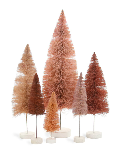 Cody Foster & Co. Set Of 6 Spectrum Bottle Brush Trees Blush In Rose