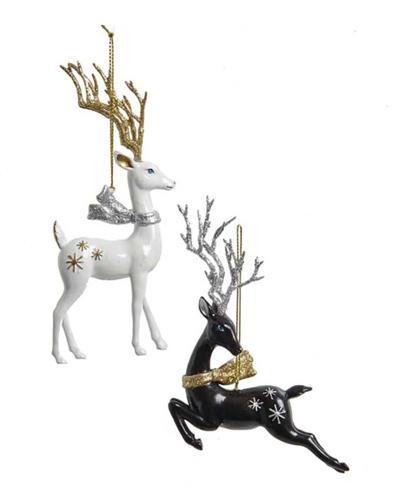 Kurt Adler 6in Deer Set Of 2 Ornaments In Multicolor