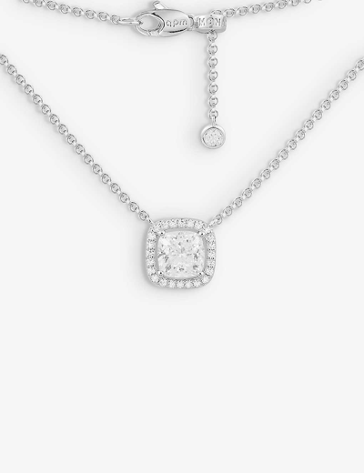 Apm Monaco Womens Silver Square Sterling-silver And Cubic-zirconia Pendant Necklace