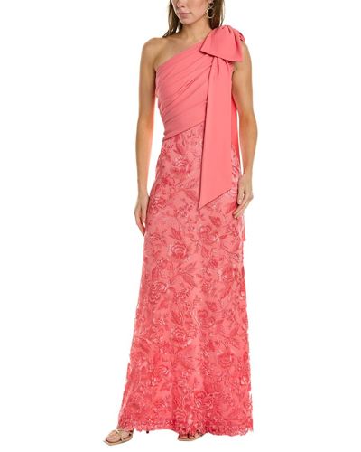 Tadashi Shoji One-shoulder Bow Gown In Pink