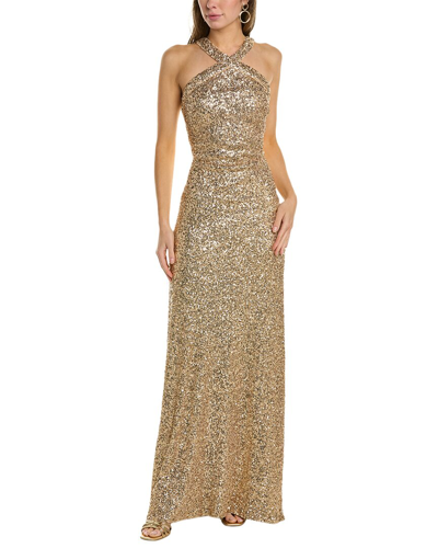 Sho By Tadashi Shoji Sequin Halter Gown In Metallic