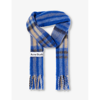 ACNE STUDIOS ACNE STUDIOS WOMENS ELECTRIC BLUE/BEIGE VALLY CHECKED WOOL-BLEND SCARF