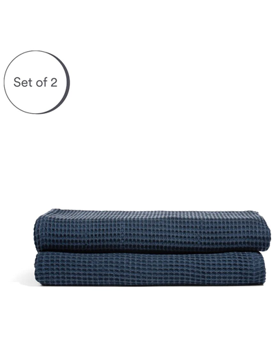 Ettitude Waffle Hand Towel In Blue