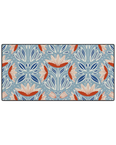 Deny Designs Alisa Galitsyna Wildflowers Cyan Beige Desk Mat In Blue