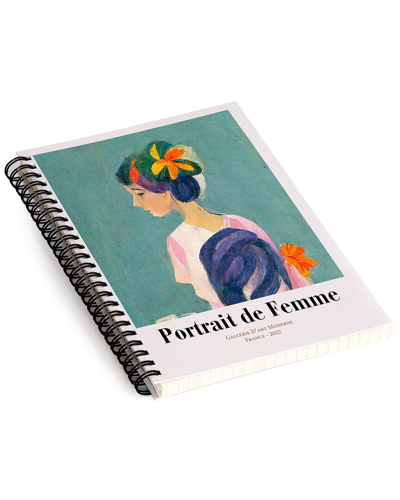 Deny Designs Mambo Art Studio Portrait De Femme Flowers Spiral Notebook In Blue