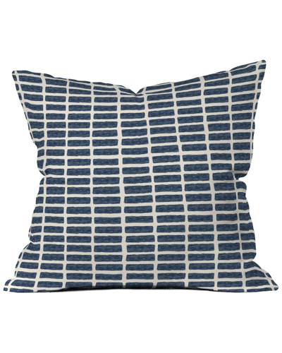 Deny Designs Little Arrow Design Co Block Print Tile Navy Throw Pillow In White