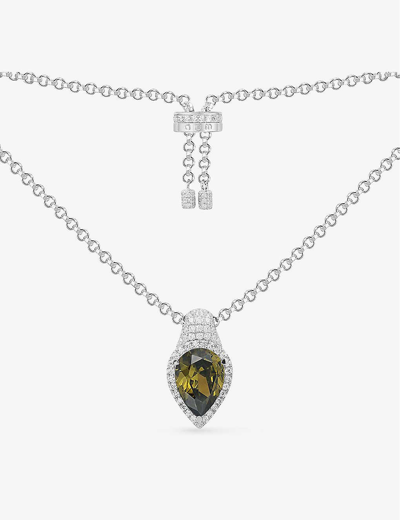 Apm Monaco Womens Silver Pear-drop Sterling-silver And Cubic-zirconia Pendant Necklace