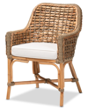 BAXTON STUDIO BAXTON STUDIO KYLE WOVEN RATTAN DINING ARM CHAIR WITH CUSHION