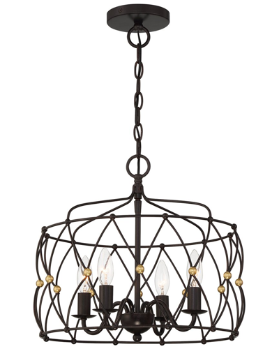 Crystorama Zucca 4-light English Bronze & Antique Gold Lantern In Metallic