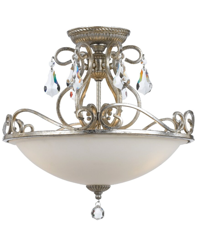 Crystorama Ashton 3-light Hand Cut Crystal Silver Ceiling Mount In Metallic