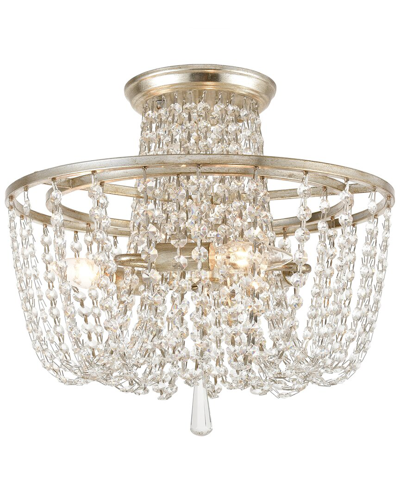 Crystorama Arcadia 3-light Antique Silver Crystal Ceiling Mount