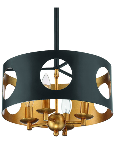 Crystorama Odelle 4-light Black & Antique Gold Pendant