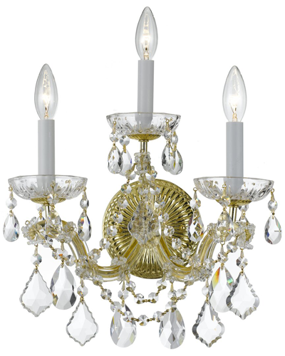 Crystorama Maria Theresa 3-light Hand Cut Crystal Gold Sconce