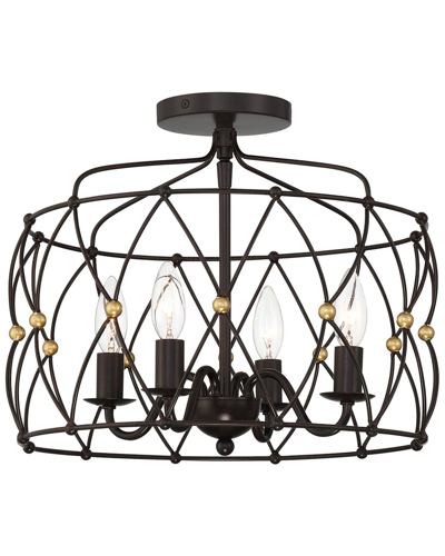 Crystorama Zucca 4-light English Bronze & Antique Gold Ceiling Mount In Metallic