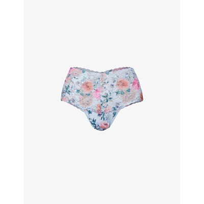Hanky Panky Printed Retro Lace Thong Tea For Two In Multicolor