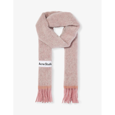 Acne Studios Womens Dusty Pink Vally Brand-patch Wool-blend Scarf