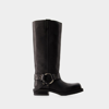 Acne Studios Black Boots With Buckle And Logo In Leather Woman In Black