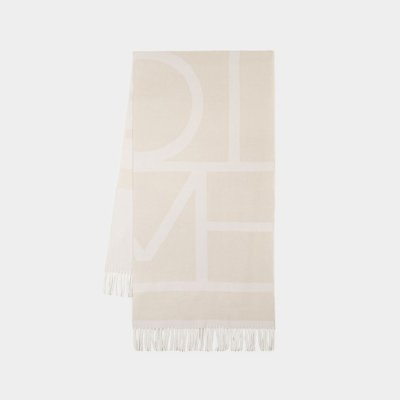 Totême Monogram Jacquard Scarf - Toteme - Wool - White