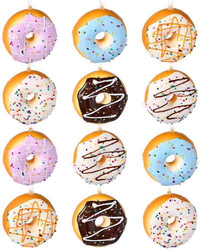 Kurt Adler 3in 12pc Mini Donut Box Set In Multicolor
