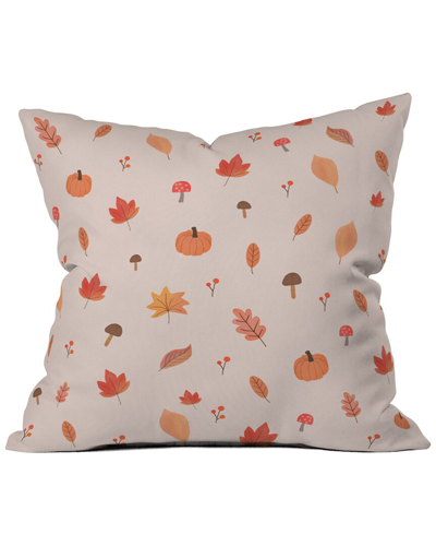 Deny Designs Hello Twiggs Happy Fall Throw Pillow In Beige