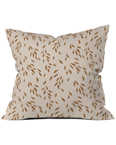 Deny Designs Kelli Murray Falling Leaves 2 Throw Pillow In Beige