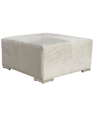 Pasargad Home Safari Collection Real Cowhide Ottoman In Silver