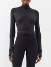 Lululemon It's Rulu Run Cropped Half-zip Top In Black