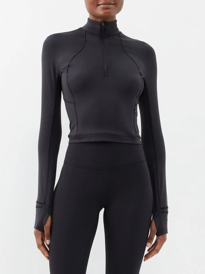 Lululemon It's Rulu Run Cropped Half-zip Top In Black