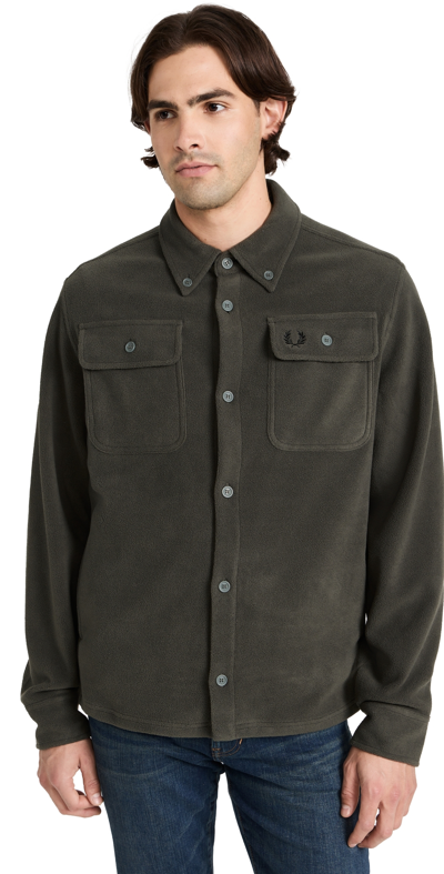 Fred Perry Fleece Overshirt In Field Green