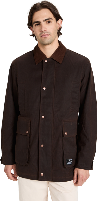Alpha Industries Waxed Cotton Car Coat In Chocolate