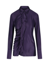 Victoria Beckham Ruffle Detail Collared Shirt In Purple