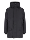 Canada Goose Long Hooded Parka Coat Featuring Pockets In Black  