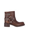 Miu Miu Round-head Short Boots In Brown