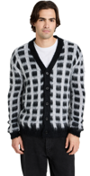 Marni Checked Mohair-blend Cardigan In Black