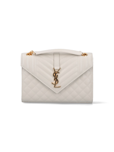 Saint Laurent Envelope Medium Handbag In Cream