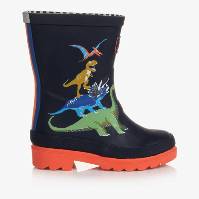 Joules Kids' Boys Navy Blue Dinosaur Rain Boots