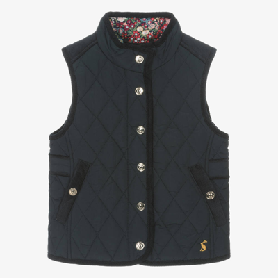 Joules Kids' Girls Navy Blue Quilted Gilet