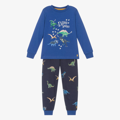 Joules Kids' Boys Blue Cotton Dinosaur Pyjamas
