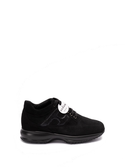 Hogan `interactive H Spezzata` Leather Sneakers In Black