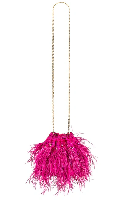 Olga Berg Livvy Feather Pouch In Fuchsia
