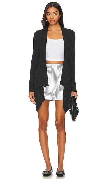 Autumn Cashmere Cable Drape Sweater In Black