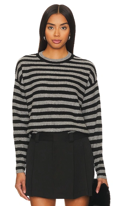 Autumn Cashmere Striped Shaker Crew Neck In Charcoal