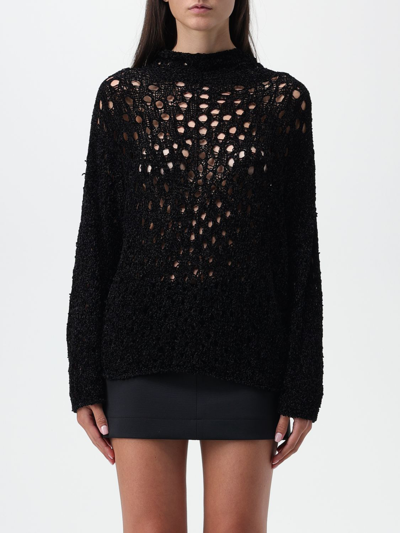 Ssheena Open-knit High-neck Jumper In Black