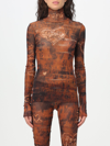 Jean Paul Gaultier X Knwls Graphic-print Sheer Top In Brown